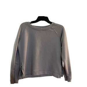 GRAY CREW NECK SWEATSHIRT WITH SILVER ZIPPER DETAIL